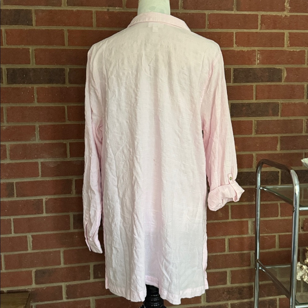 J. Jill Pale Pink Tab Long Sleeve Lightweight Cotton Blend Tunic - Picture 7 of 11
